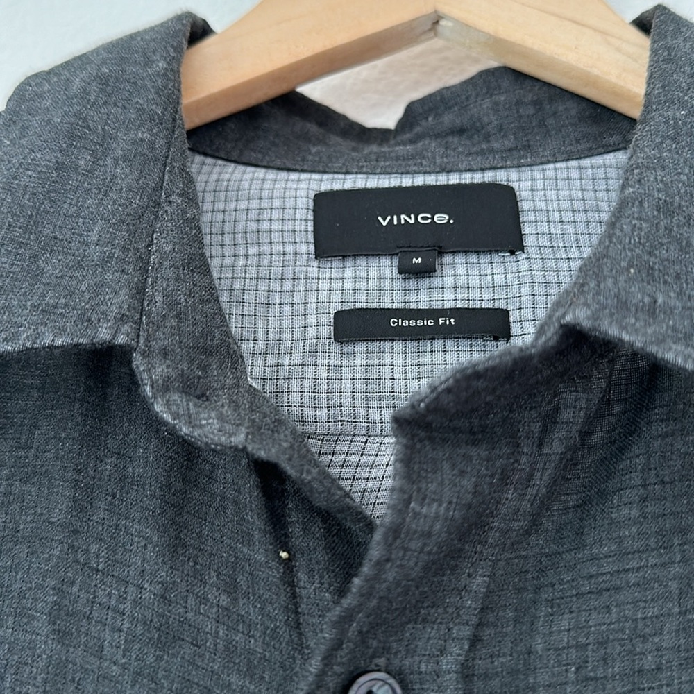 Vince Men's Casual Button-Down Shirt in Charcoal Gray